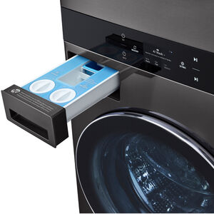 LG 27 in. 5.0 cu. ft. Smart Electric Front Load WashTower with AI Sensor Dry, TurboSteam, Allergiene Cycle, ezDispense, AI DD 2.0 Advanced Washing, Sensor Dry, Sanitize & Steam Cycle - Black Steel, , hires