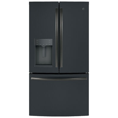 GE 36 in. 27.7 cu. ft. French Door Refrigerator with External Ice & Water Dispenser - Black Slate | GFE28GELDS