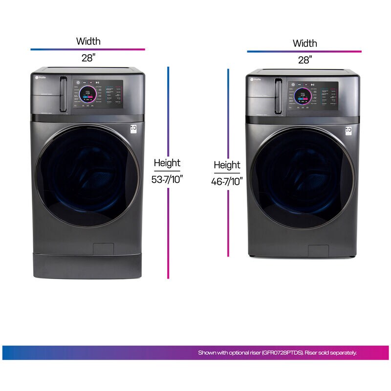 GE Profile 28 in. 4.8 cu. ft. UltraFast Smart Electric Front Load Ventless All-in-One Combo with Heat Pump, Sensor Dry, Sanitize & Steam Cycle - Carbon Graphite, , hires