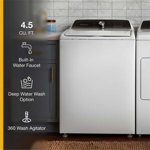 Whirlpool 27.75 in. 4.6 cu. ft. Top Load Washer with Agitator & Built-in Faucet - White, , hires