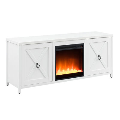 Hudson & Canal Granger 58" TV Stand With Crystal Fireplace Insert-Matte White | TV0676