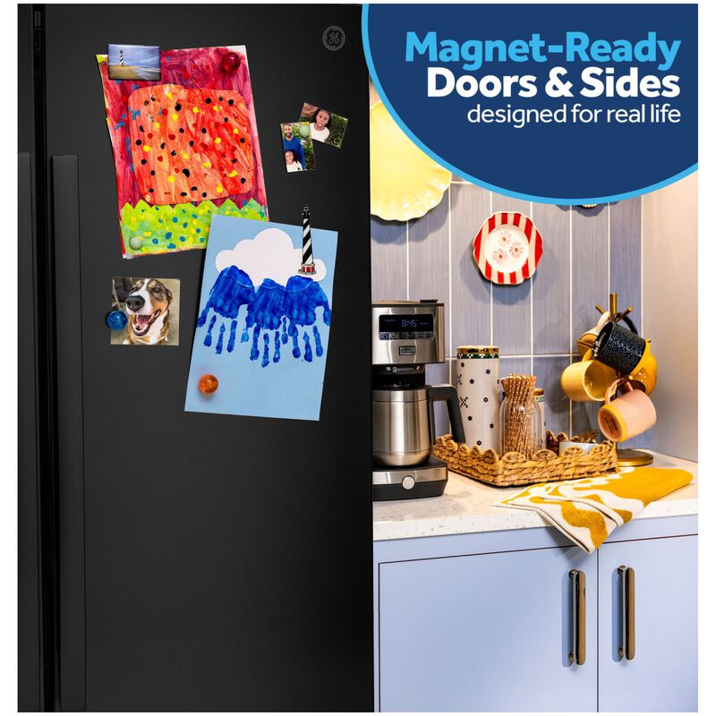 GE 36 in. 27.9 cu. ft. Side-by-Side Refrigerator with Ice & Water Dispenser - Black, , hires