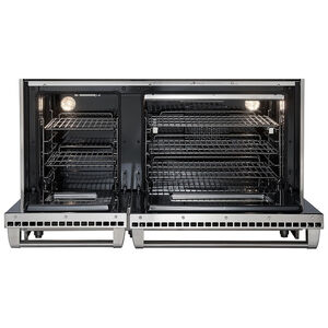 Wolf 48 in. 6.9 cu. ft. Standard Convection Double Oven Gas Range with 4 Sealed Burners & Griddle - Stainless Steel, , hires