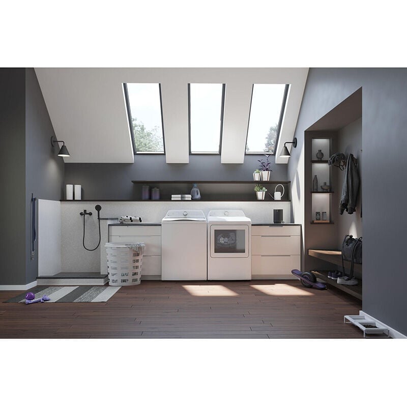 GE Profile 28 in. 4.9 cu. ft. Smart Top Load Washer with Agitator, Smarter Wash Technology, FlexDispense & Sanitize with Oxi - White, White, hires