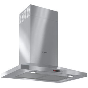 Bosch 300 Series 30 in. Chimney Style Range Hood with 3 Speed Settings, 300 CFM, Convertible Venting & 2 LED Lights - Stainless Steel, , hires