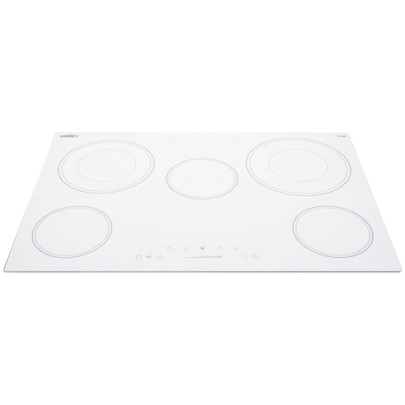 Summit 30 in. 5-Burner Electric Cooktop with Power Burner - White, , hires