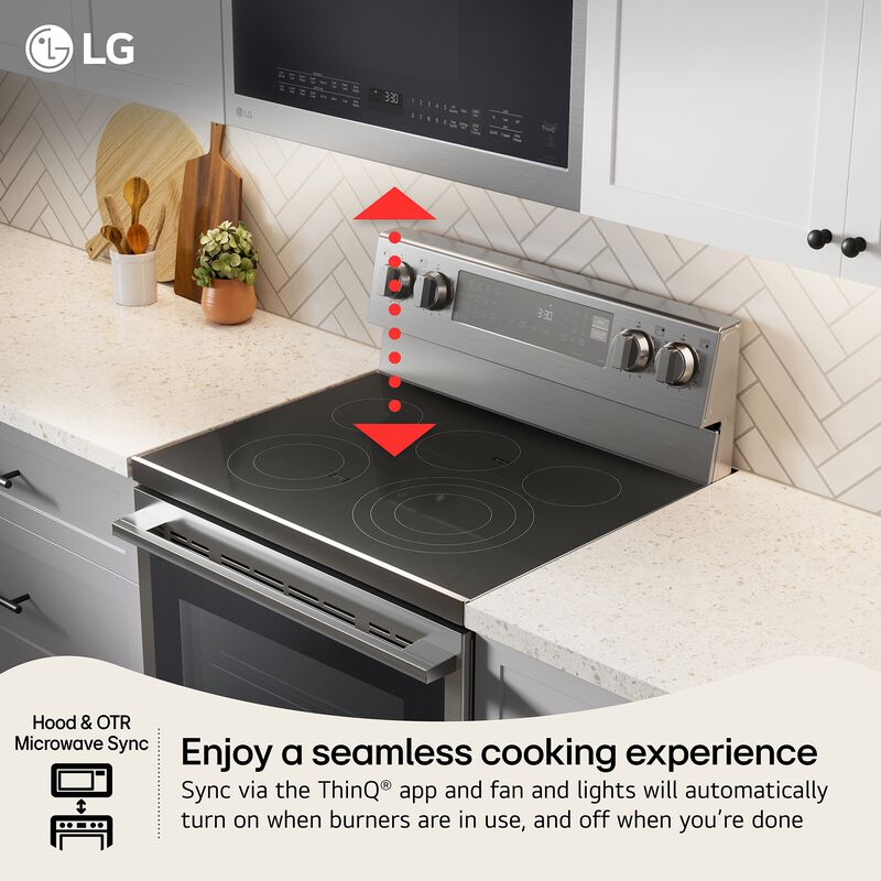 LG 30 in. 6.3 cu. ft. Smart Air-Fry True European Convection Electric Range with Radiant Burners - Black Stainless Steel, , hires