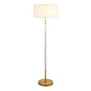 Hudson & Canal Simone Matte White and Brass 2-Bulb Floor Lamp, , hires