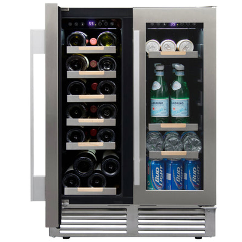 Avanti Elite Series 24 in. Compact Built-In/Freestanding 4.1 cu. ft. Wine Cooler with 19 Bottle Capacity, Dual Temperature Zone & Digital Control - Stainless Steel with Black Cabinet, , hires