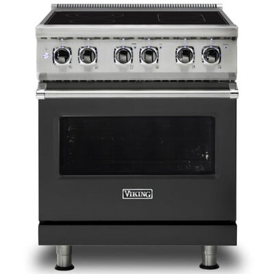 Viking 5 Series 30 in. 4.7 cu. ft. Convection Oven Freestanding Electric Range with 4 Smoothtop Burners - Cast Black | VER53014BCS