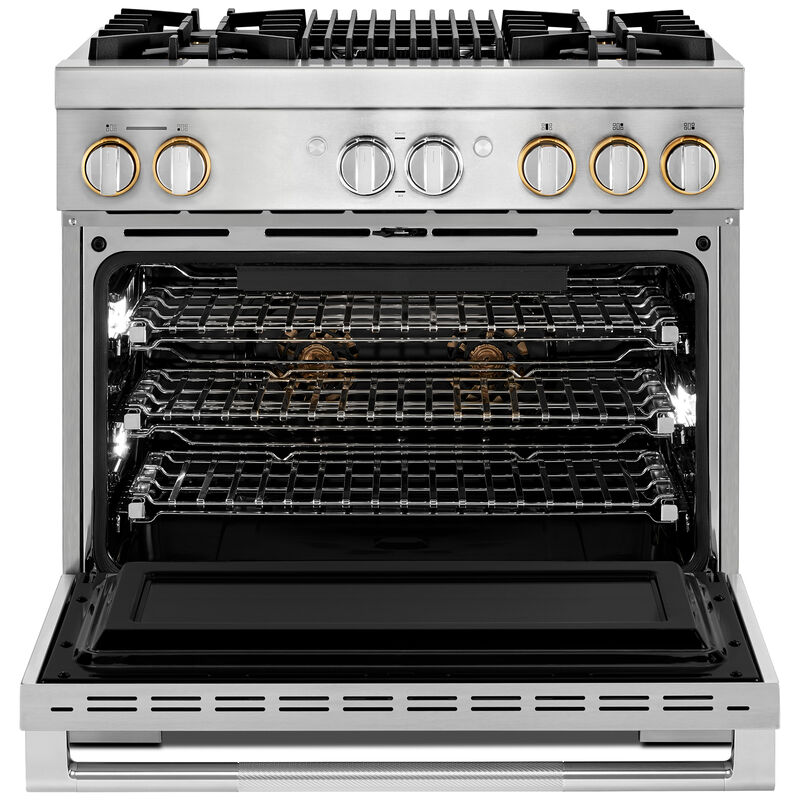 JennAir Rise Series 36 in. 5.1 cu. ft. Smart True European Convection Dual Fuel Range with 4 Sealed Burners & Grill - Stainless Steel, , hires