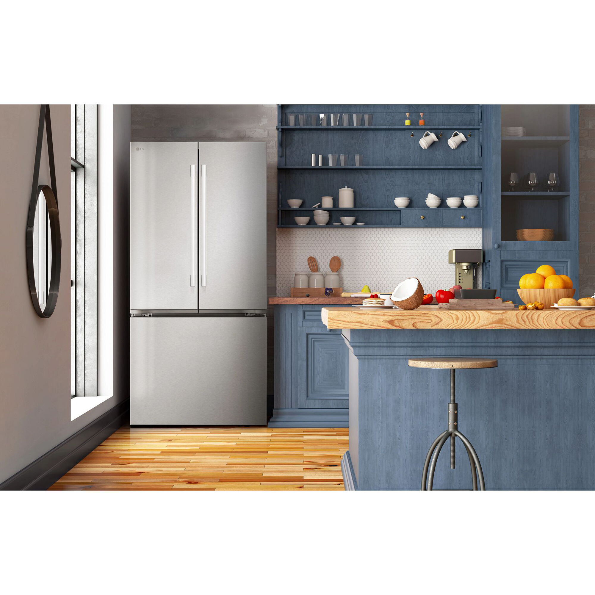 LG 33 in. 25.1 cu. ft. Smart French Door Refrigerator with Ice