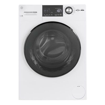 GE 23 in. 2.4 cu. ft. Front Load Washer with Sanitize & Steam Cycles - White | GFW148SSMWW
