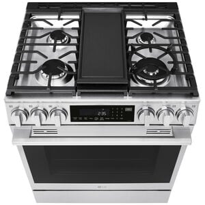 LG 30 in. 6.3 cu. ft. Smart Air-Fry True European Convection Slide-In Gas Range with 5 Sealed Burners & Griddle - PrintProof Stainless Steel, , hires