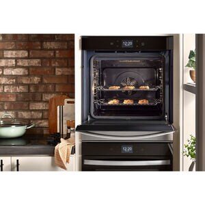 Whirlpool 24 in. 5.8 cu. ft. Smart Front Control Electric Double Wall Oven with True European Convection - Black, Black, hires