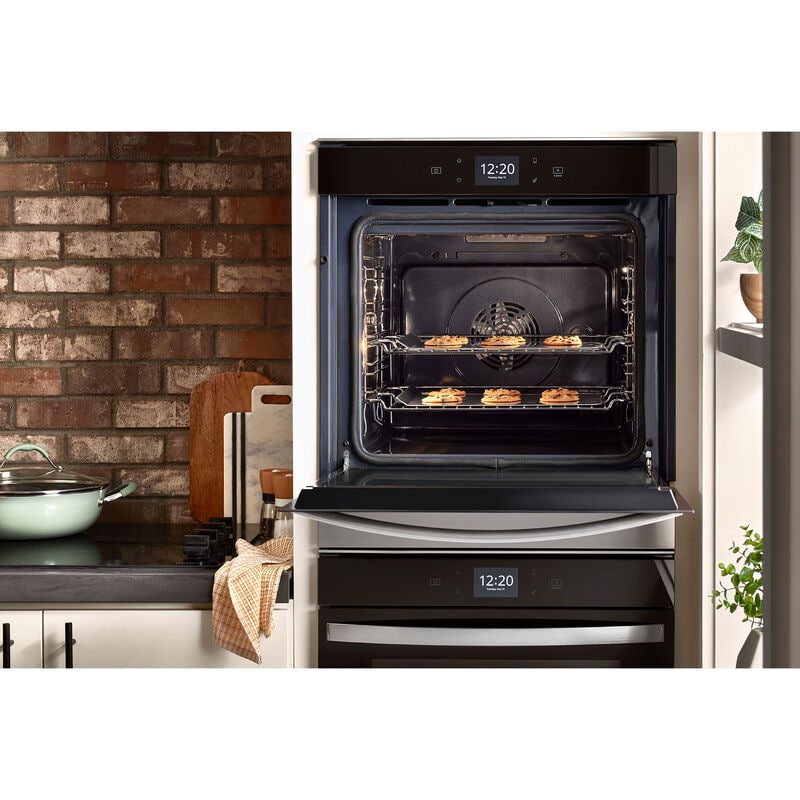Whirlpool 24 in. 5.8 cu. ft. Smart Front Control Electric Double Wall Oven with True European Convection - Black, Black, hires