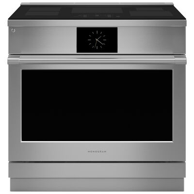 Monogram 36 in. 5.7 cu. ft. Smart Air Fry Convection Oven Slide-In Electric Range with 5 Induction Zones - Stainless Steel | ZHP365ETVSS