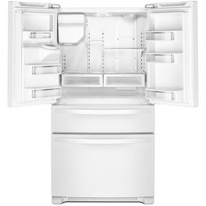 Whirlpool 36in. 24.5 cu. ft. 4-Door French Door Refrigerator with Filtered Ice & Water Dispenser - White, White, hires
