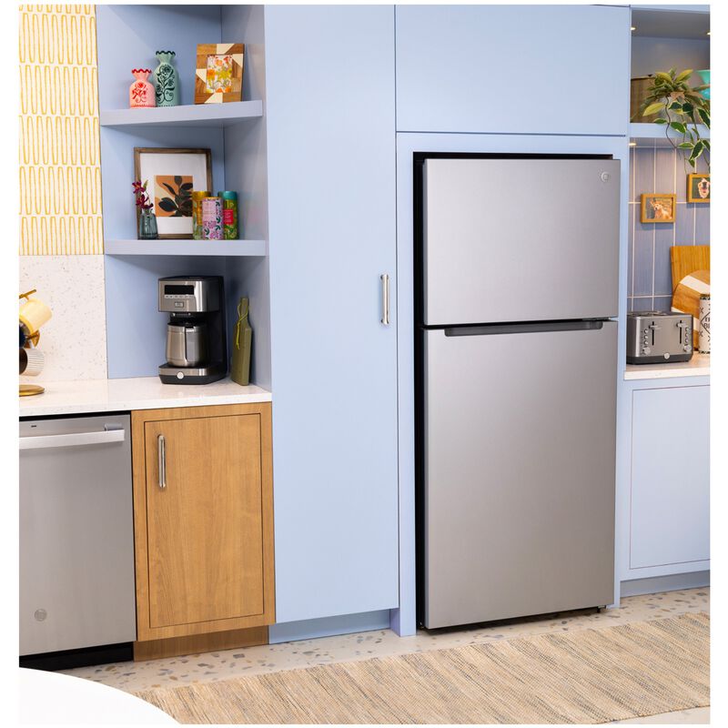 GE 30 in. 19.0 cu. ft. Garage-Ready Top Freezer Refrigerator - Fingerprint Resistant Stainless, Fingerprint Resistant Stainless, hires