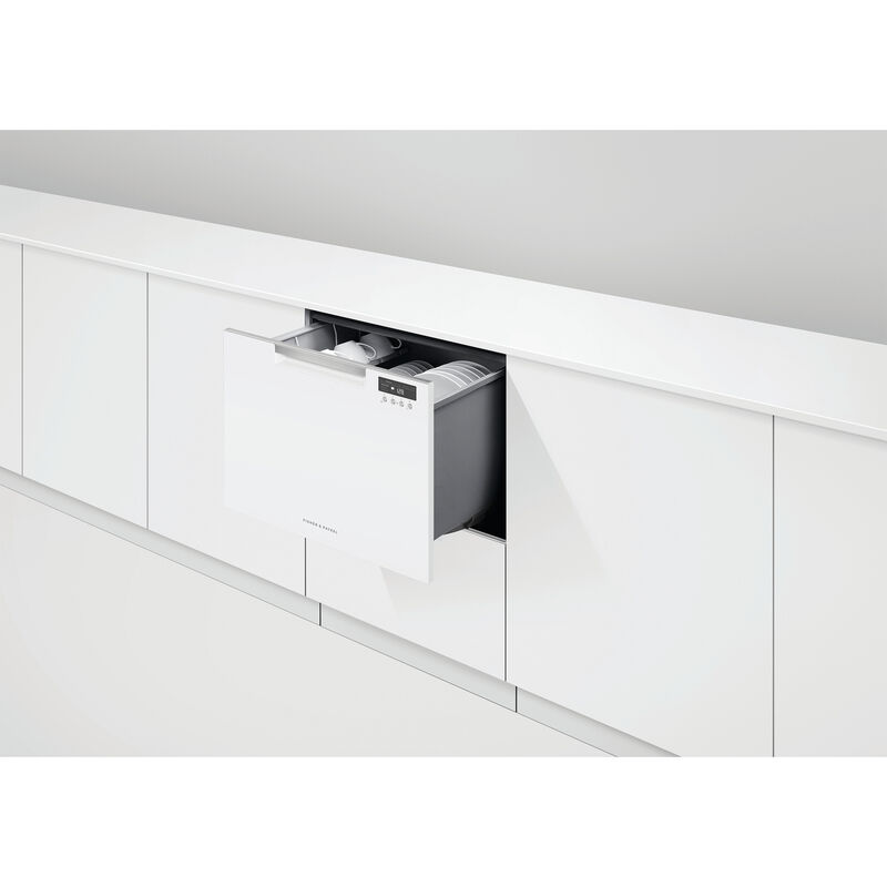 Fisher & Paykel Series 7 Contemporary 24 in. Front Control Double Dishwasher Drawer with 44 dBA, 14 Place Settings & 15 Wash Cycles - White, , hires
