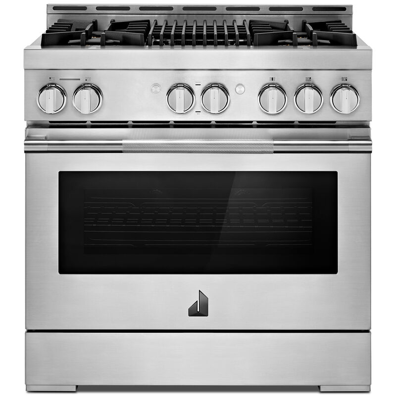JennAir Rise Series 36 in. 5.1 cu. ft. Smart True European Convection Gas Range with 4 Sealed Burners & Grill - Stainless Steel, , hires