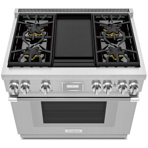 Thermador Pro Harmony Professional Series 36 in. 4.9 cu. ft. Smart True European Convection Dual Fuel Range with 4 Sealed Burners & Griddle - Stainless Steel, , hires