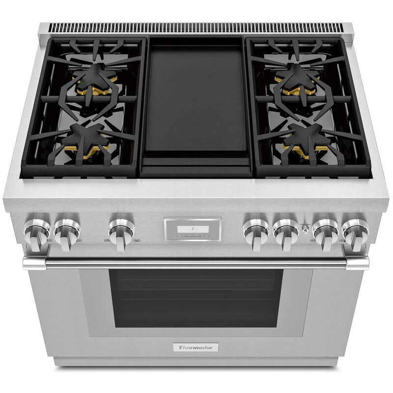 Thermador Pro Harmony Professional Series 36 in. 4.9 cu. ft. Smart True European Convection Dual Fuel Range with 4 Sealed Burners & Griddle - Stainless Steel, , hires