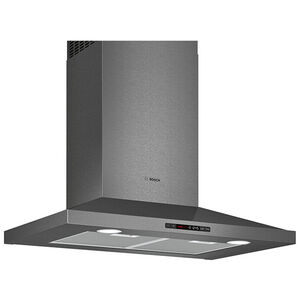 Bosch 800 Series 30 in. Convertible Chimney Style Range Hood with 600 CFM, 4 Fan Speeds & 2 Halogen Lights - Black Stainless Steel, , hires