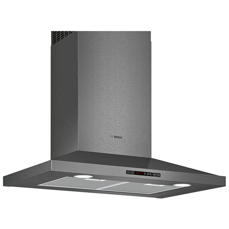 Bosch 800 Series 30 in. Convertible Chimney Style Range Hood with 600 CFM, 4 Fan Speeds & 2 Halogen Lights - Black Stainless Steel, , hires