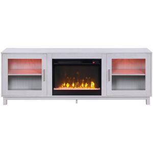 Lilola Summit 70"W White Walnut Finish TV Stand Console with Fireplace and Heater, , hires