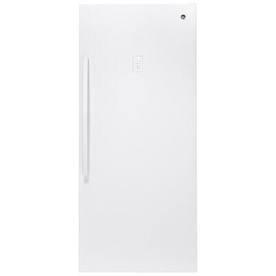 GE 33 in. 21.3 cu. ft. Garage-Ready Upright Freezer with Adjustable Shelves - White | FUF21DLRWW