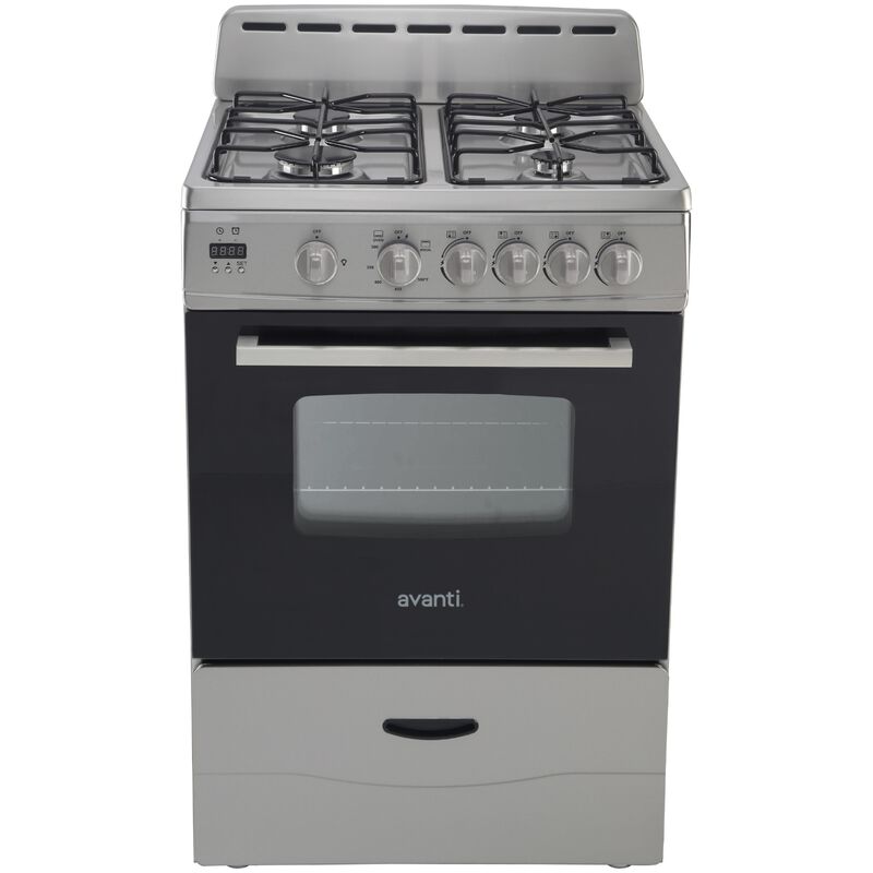 Avanti 24 in. 2.6 cu. ft. Gas Range with 4 Sealed Burners - Stainless Steel, , hires