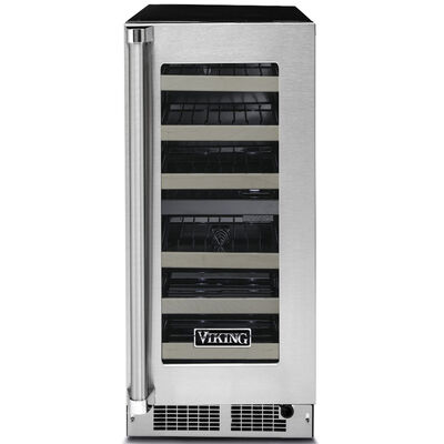 Viking 5 Series 15 in. 2.7 cu. ft. Compact Built-In/Freestanding Wine Cooler with 24 Bottle Capacity, Single Temperature Zone & Digital Control - Stainless Steel | VWUI5151GSS