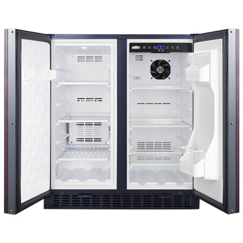 Summit 30 in. 5.4 cu. ft. Side by Side Undercounter Refrigerator - Custom Panel Ready with Black Trim, , hires
