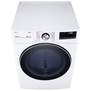 LG 27 in. 7.4 cu. ft. Smart Stackable Round-Door Gas Dryer with Tempered Glass, Built-In Intelligence, Sensor Dry, Turbo Steam, Sanitize & Steam Cycle - White, White, hires