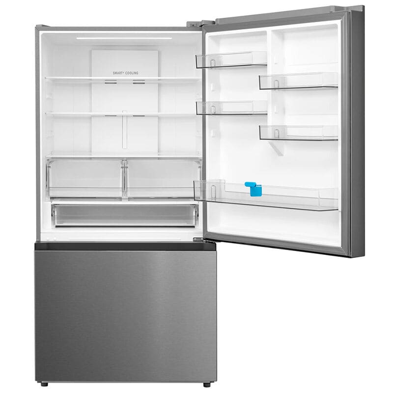 Midea 33 in. 22.8 cu. ft. Smart Counter Depth Bottom Freezer Refrigerator with Ice Maker - Stainless Steel, , hires