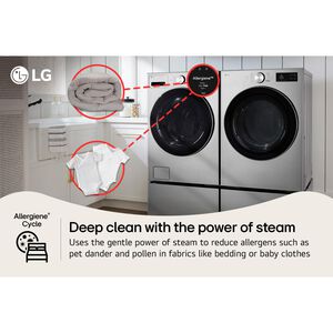 LG 27 in. 5.0 cu. ft. Smart Stackable Front Load Washer with TurboWash 360, AI DD Built-In Intelligence, Sanitize & Steam Cycle - Graphite Steel, , hires