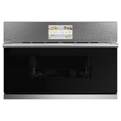 Cafe Modern Glass Collection 30" 1.7 Cu. Ft. Electric Smart Wall Oven with True European Convection & Self Clean - Platinum Glass | CSB913M2NS5