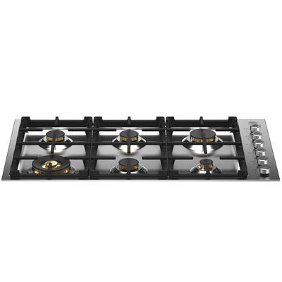Bertazzoni Professional Series 36 in. Gas Cooktop with 6 Sealed Brass Burners - Stainless Steel | PROF366QBXT