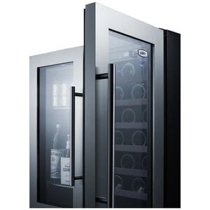 Summit 30 in. Undercounter Wine Cooler with Wood Racks, Dual Temperature Zones & 33 Bottle Capacity - Stainless Steel, , hires
