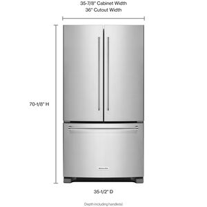 KitchenAid 36 in. 25.2 cu. ft. French Door Refrigerator with Internal Filtered Water Dispenser - Stainless Steel, Stainless Steel, hires