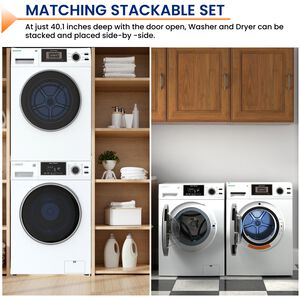 Equator 24 in. 1.62 cu. ft. Electric Front Load Laundry Center with Sensor Dry, Pet & Sanitize Cycle - White, , hires