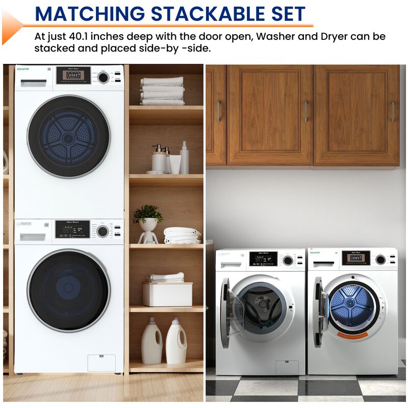 Equator 24 in. 1.62 cu. ft. Electric Front Load Laundry Center with Sensor Dry, Pet & Sanitize Cycle - White, , hires