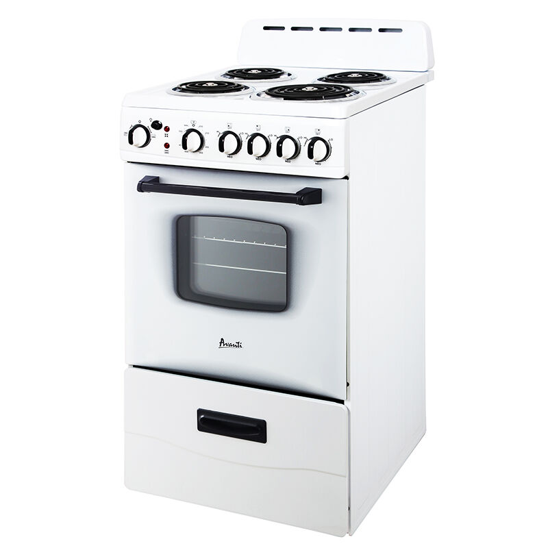 Avanti 20 in. 2.1 cu. ft. Oven Freestanding Electric Range with 4 Coil Burners - White, , hires