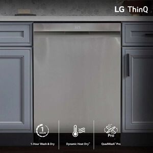 LG 24 in. Top Control Smart Dishwasher with 42 dBa Sound Level, 3rd-Rack, Dynamic Heat Dry & Pocket - PrintProof Stainless Steel, PrintProof Stainless Steel, hires