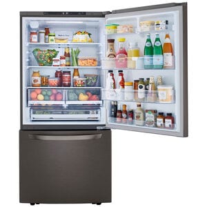 LG 33 in. 25.5 cu. ft. Bottom Freezer Refrigerator with Ice Maker - PrintProof Black Stainless Steel, PrintProof Black Stainless Steel, hires