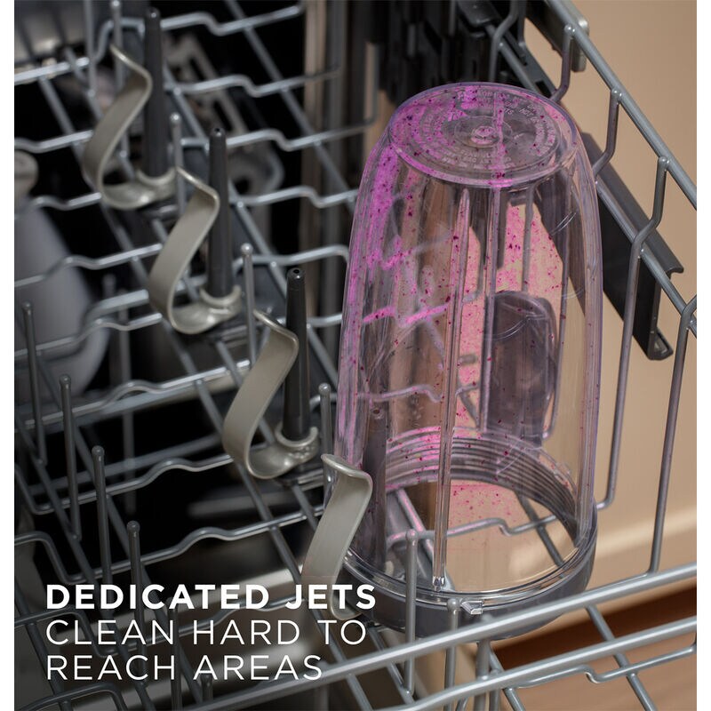 GE 24 in. Top Control Flush-Mount Dishwasher with 45 dBa Sound Level, 3rd-Rack & Dry Boost - Black, Black, hires