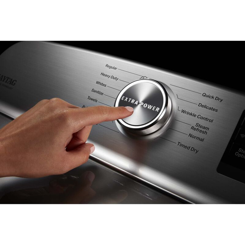 Maytag 27 in. 7.4 cu. ft. Smart Gas Dryer with Extra Power Button, Sensor Dry, Sanitize & Steam Cycle - Metallic Slate, Metallic Slate, hires