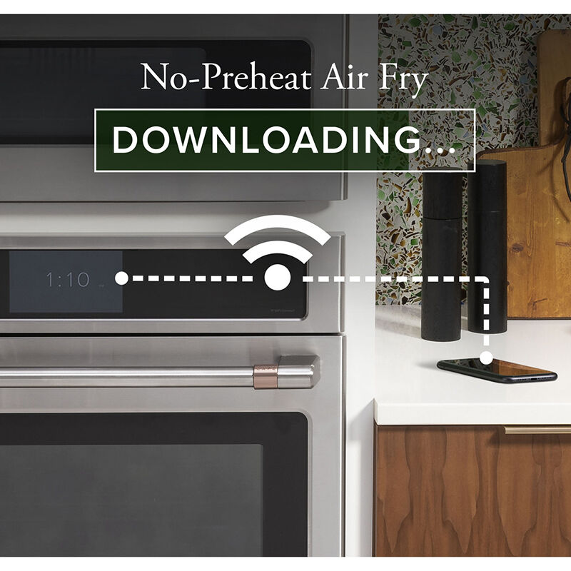 Cafe Minimal Series 30 in. 10 cu. ft. Smart Top Control Electric Double Wall Oven with True European Convection - Platinum Glass, Platinum Glass, hires