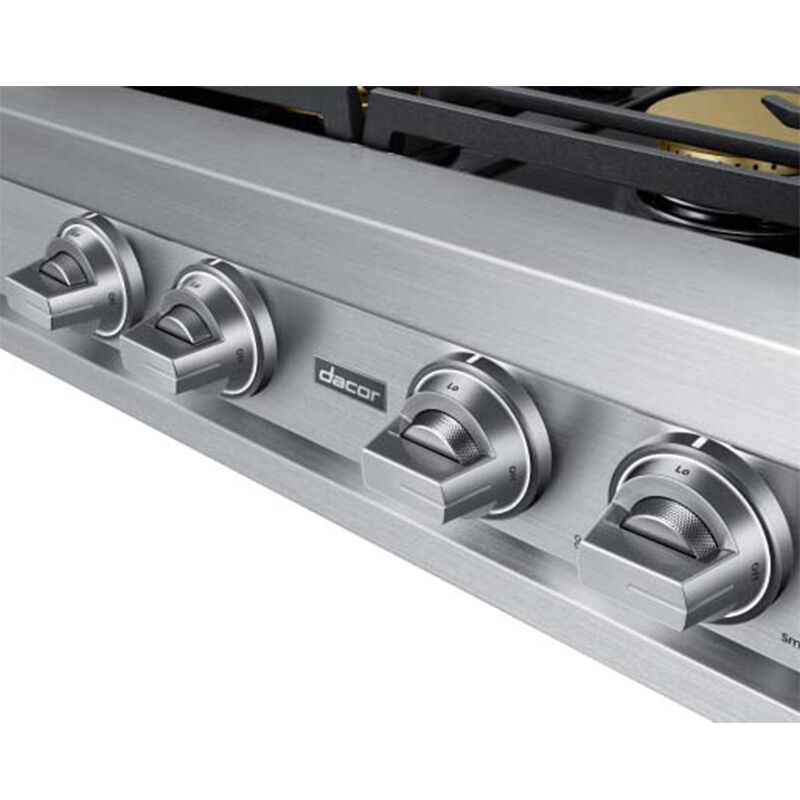 Dacor 48 in. 6-Burner Smart Natural Gas Rangetop with, SimmerSear Brass Burners, Embedded Griddle & Power Burner - Silver Stainless, , hires